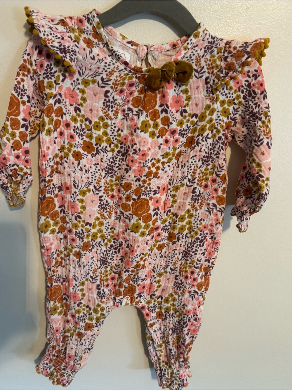 EUC Mud Pie Baby Girl Fall Floral Ruffle Romper